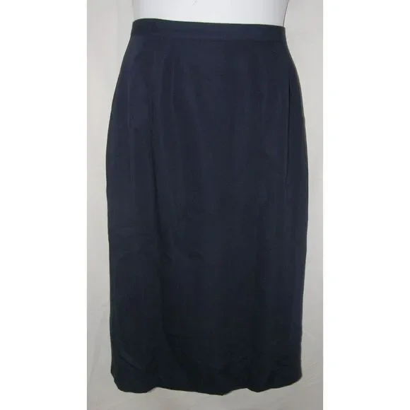 ALIA Solid Navy Blue Sz 16 Church Office or Casual Dress Lined Vented Midi Skirt - Picture 1 of 4